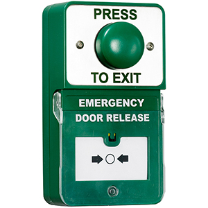 Emergency break switch with press to exit button
