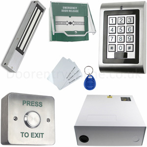 TCP/IP 4 Door Entry Access Control Panel Kit Fail-Secure Electric Strike Lock Enroll RFID USB Reader 110-240V Power Supply Box RFID Reader Phone APP remotely Open Door 